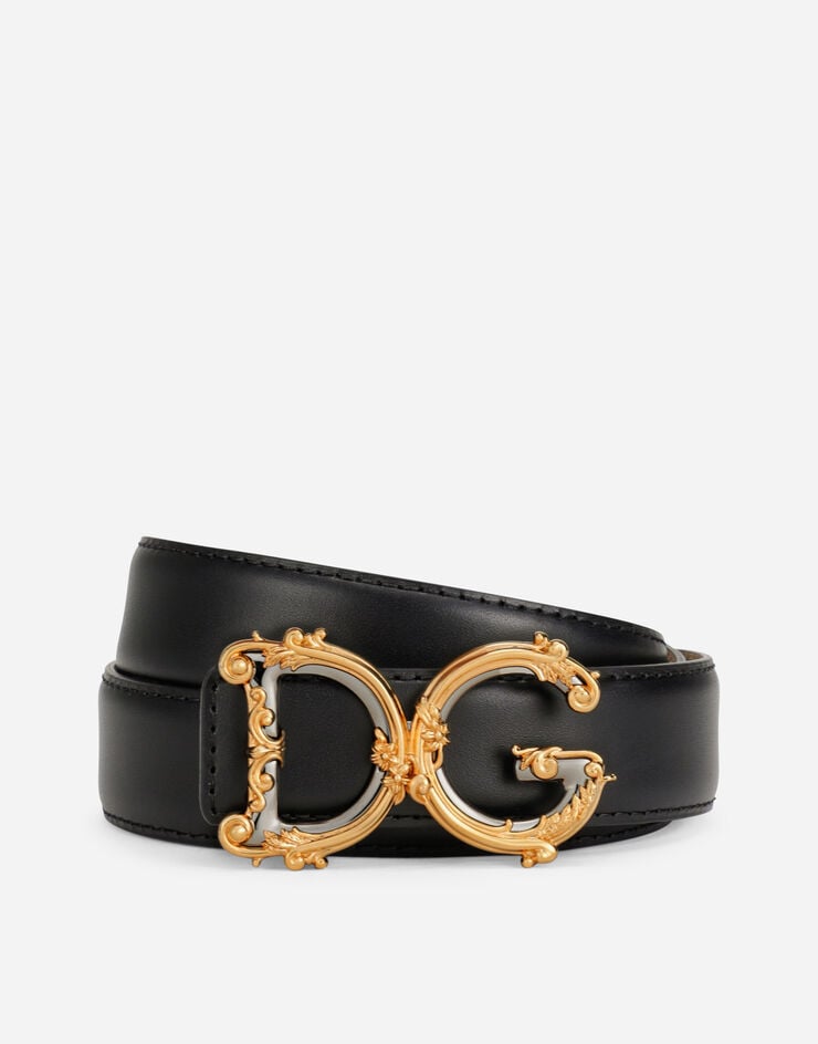 Dolce & Gabbana 로고 카프스킨 벨트 블랙 BE1348AZ831