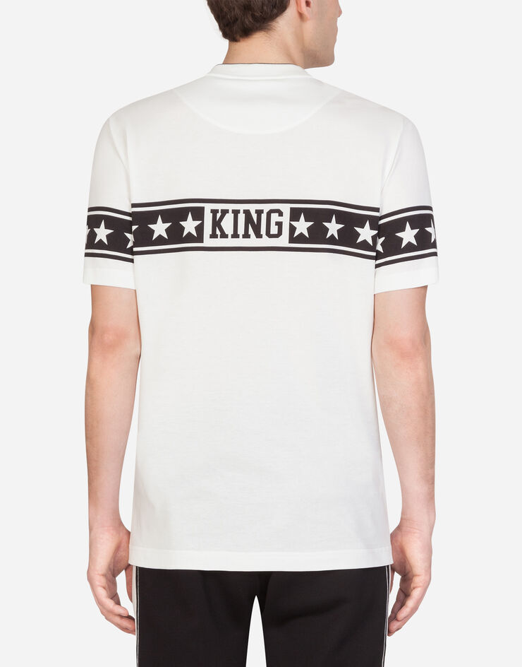 Dolce & Gabbana COTTON T-SHIRT WITH SMALL DG STARS PRINT CREAM G8KD0TFI7K5