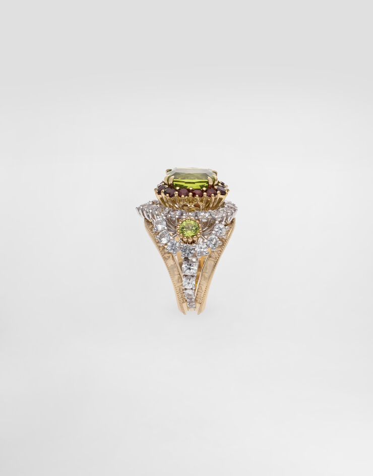 Dolce & Gabbana Eleganza Ring 18-carat white and yellow gold, peridot, garnets and sapphires  WRSA6GWPER1