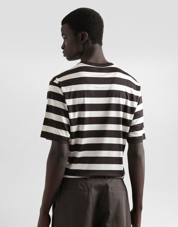 Dolce & Gabbana Short-sleeved silk jersey T-shirt with striped print Multicolor G8PN9TG7O8G