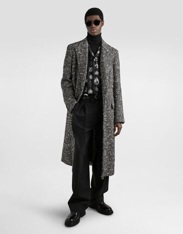 Dolce & Gabbana Double-breasted herringbone wool blend coat Multicolor G052WTFCMC6