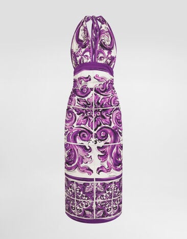 Dolce & Gabbana Majolica-print charmeuse dress Multicolor F6TSVTFHAA2