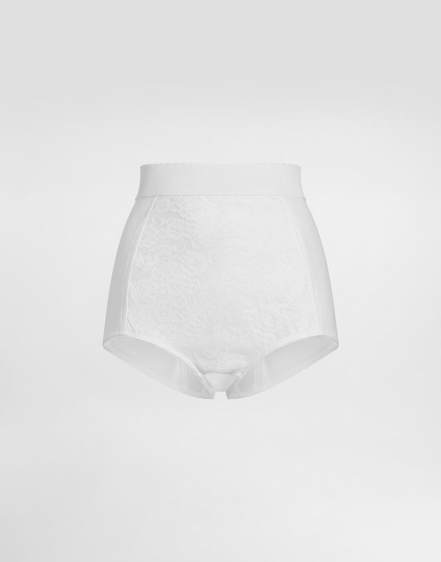 High-waisted shaper panties in jacquard and satin