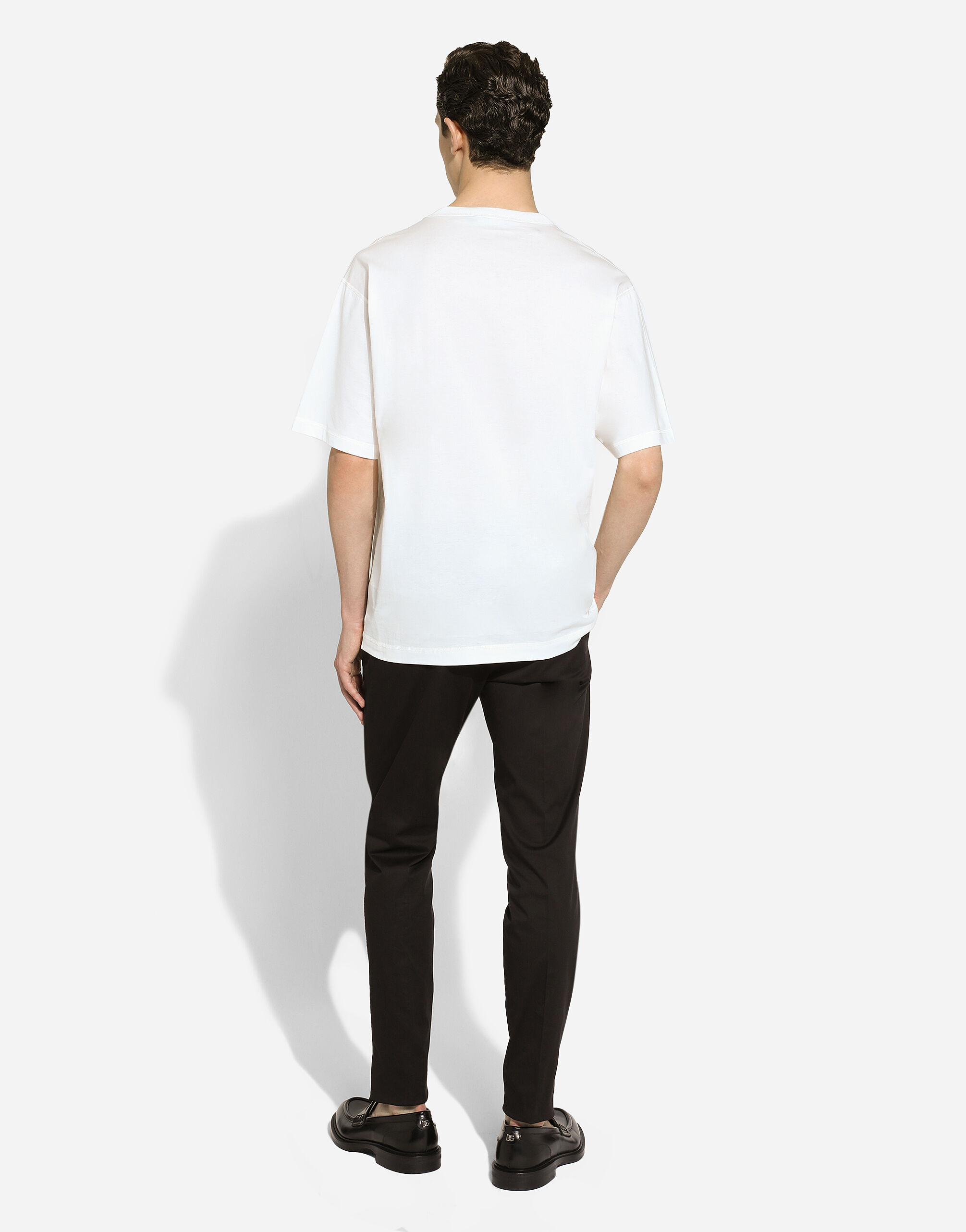 Cotton T-shirt with logo embroidery print in White for Men