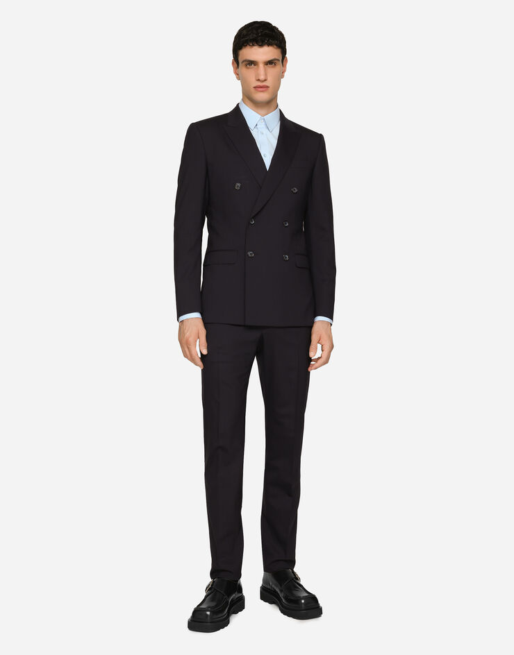 Dolce & Gabbana Double-breasted stretch wool Martini-fit suit Blue GK7SMTFUBFT