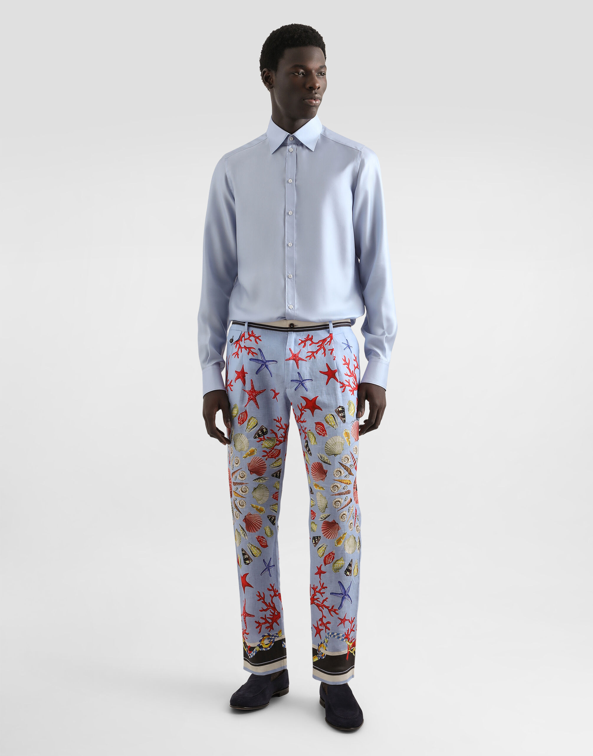 Martini shirt in silk twill in Azure for Men | Dolce&Gabbana® US