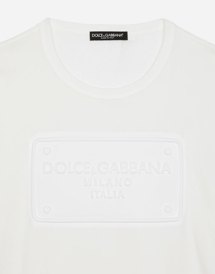 Dolce & Gabbana Camiseta de algodón con logotipo en relieve Blanco G8KBAZG7C7U