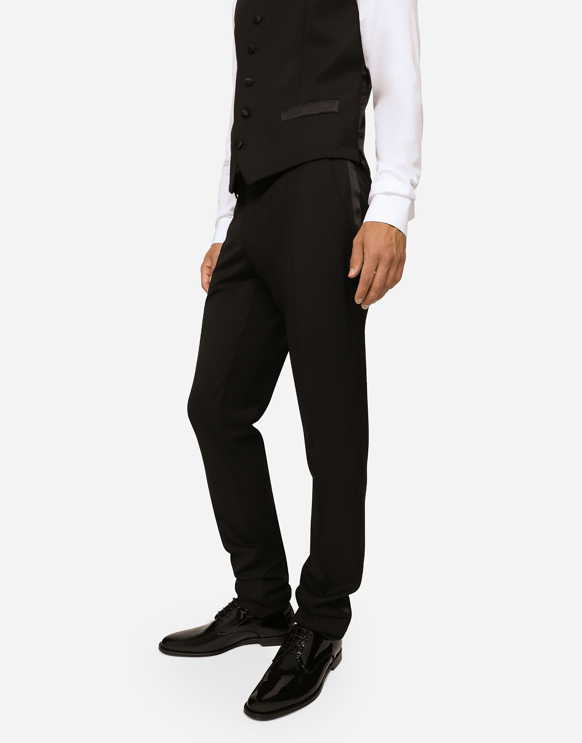 Three-piece Sicilia-fit suit in stretch wool in Black for Men |  Dolce&Gabbana® US