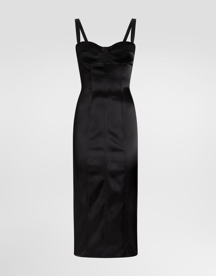 Dolce & Gabbana Satin calf-length corset dress with bra detail Dolce & Gabbana Satin calf-length corset dress with bra detail Black F6DIHTFURAD