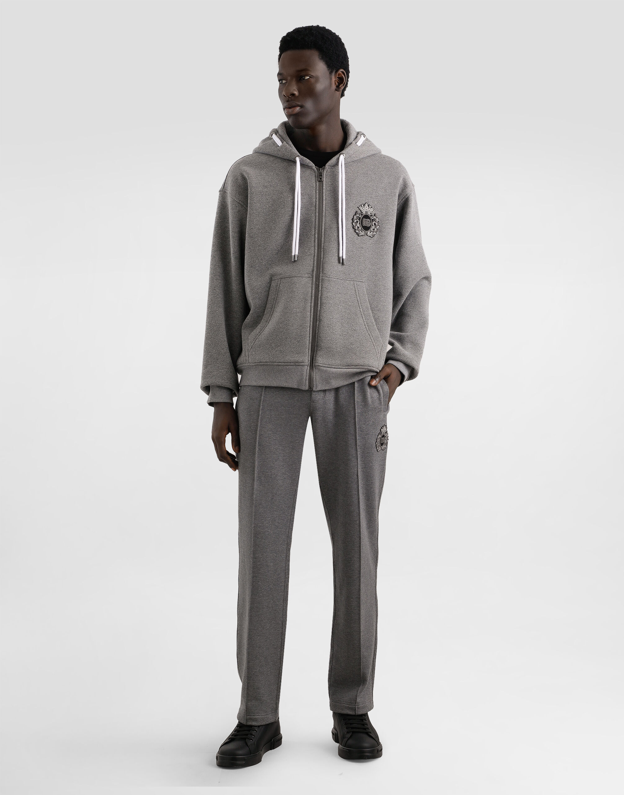 Jersey joggers with patch in Grey for Men | Dolce&Gabbana® US