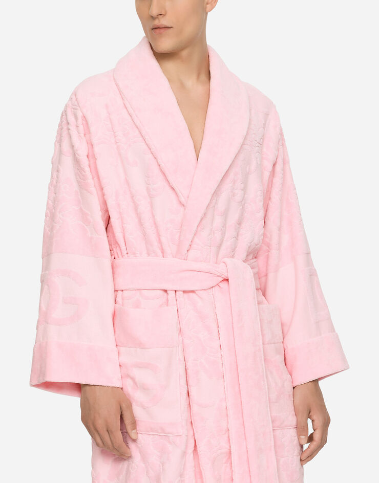 Dolce & Gabbana Bath Robe in Terry Cotton Jacquard Multicolor TCF009TCAGM