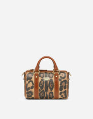 Dolce & Gabbana Small box satchel in leopard-print Crespo with branded plate Multicolor BB7609AU648