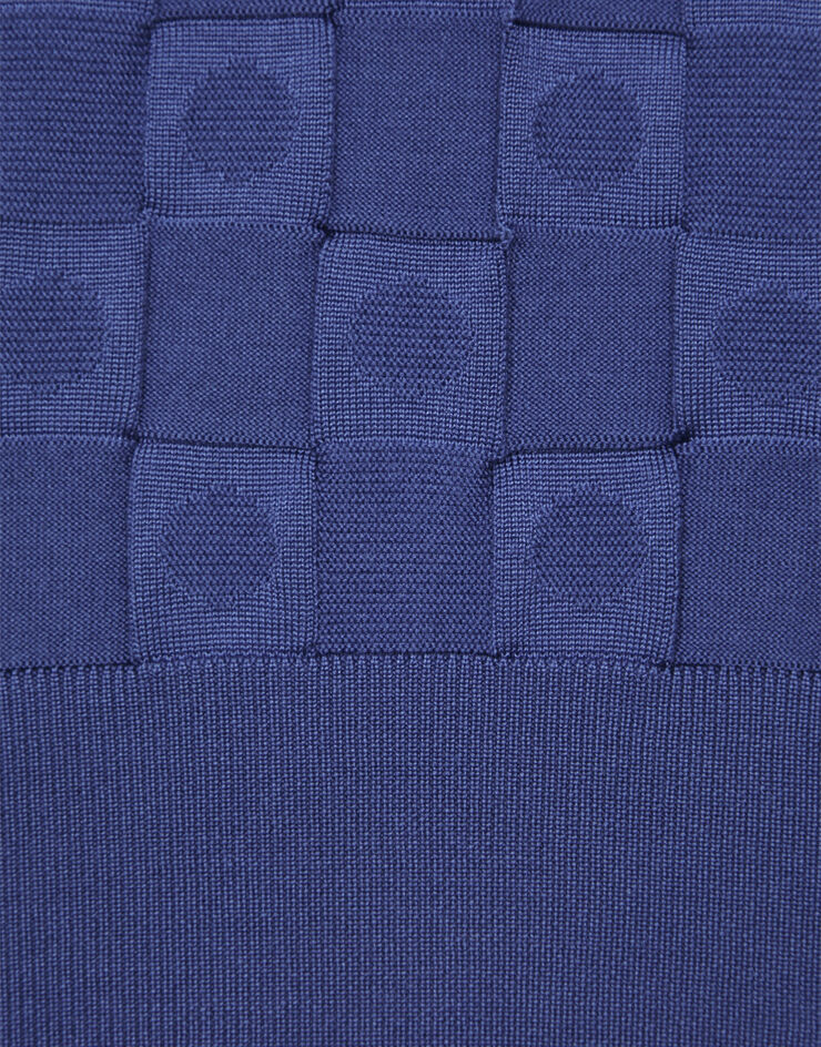 Dolce&Gabbana ポロスタイルセーター シルク 3Dスクエアジャカード ブルー GXP68TJBSC6