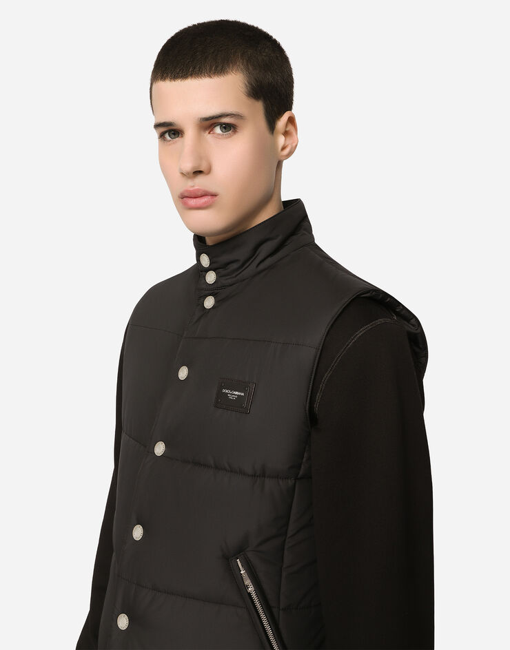 Dolce & Gabbana Nylon vest with branded tag Black G9OQ9THUMEQ