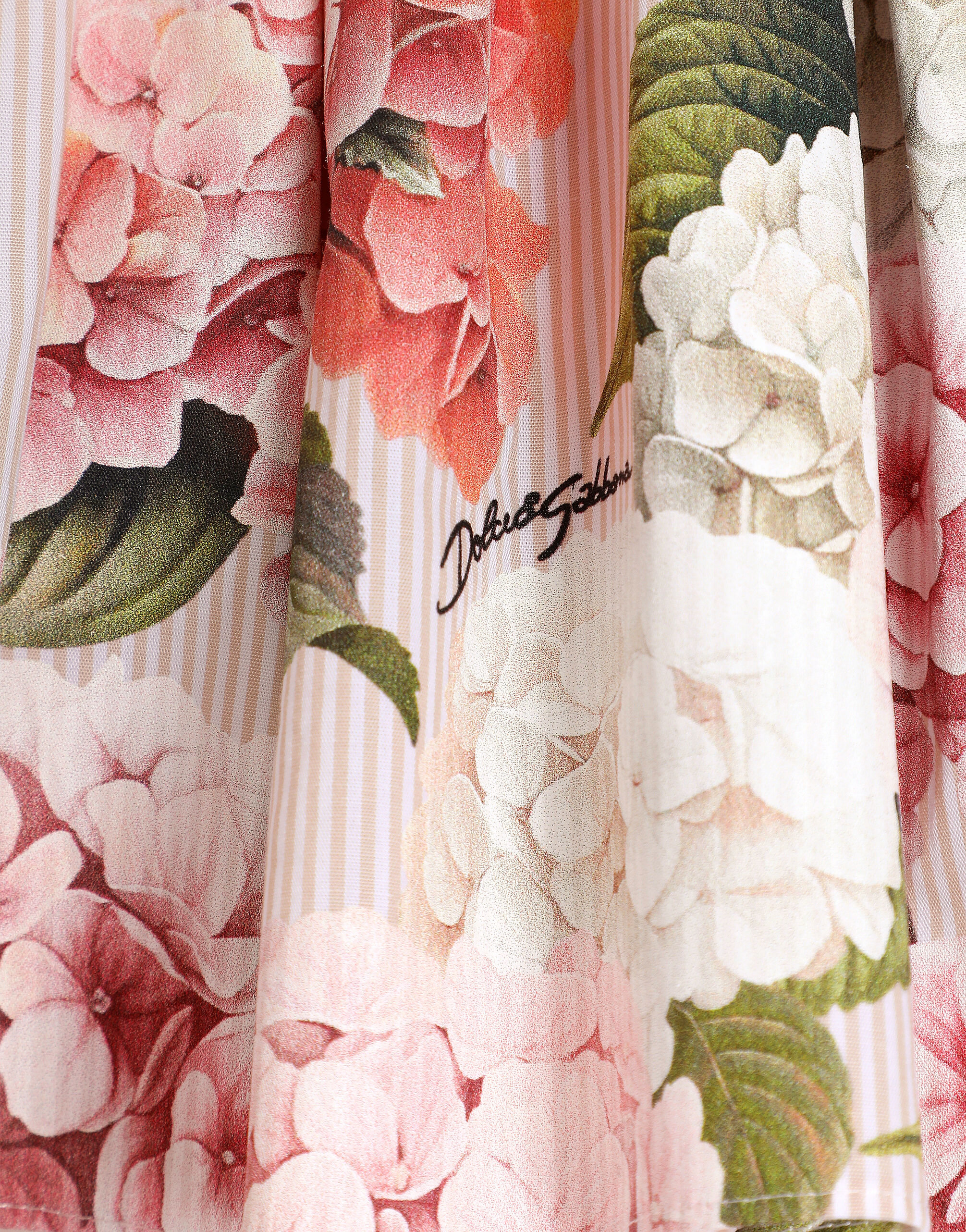 Hydrangea-print canvas skirt in Multicolor for Girls | Dolce&Gabbana®