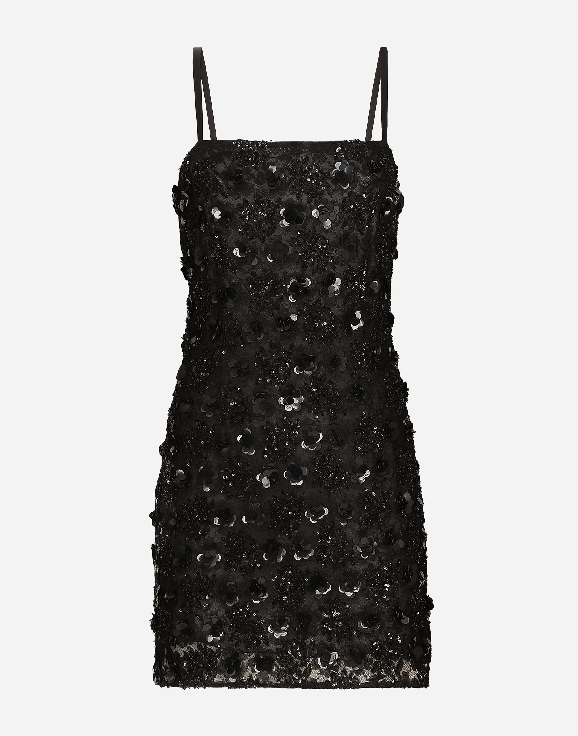 Short dress with sequin embellishment in Black for Women Dolce Gabbana