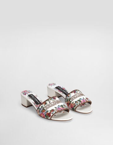 Dolce & Gabbana Nappa leather mules with embroidery White CR1748A6483
