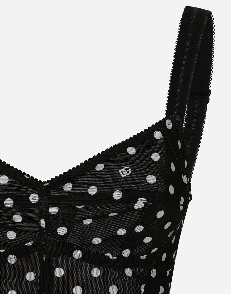 Dolce & Gabbana Top corsetero de marquisette con estampado de lunares Imprima F7AB7TFSUBG