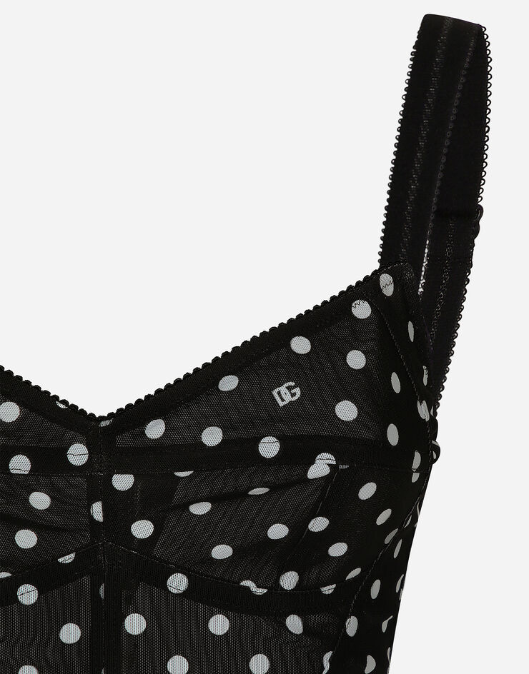 Dolce & Gabbana Top bustier en marquisette avec imprimé à pois Imprimé F7AB7TFSUBG