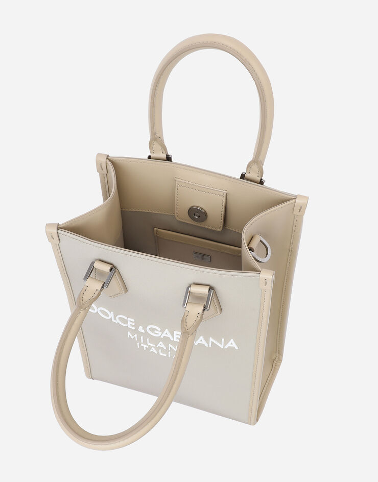 Dolce & Gabbana حقيبة نايلون صغيرة بشعار مطاطي بيج BM2123AG182