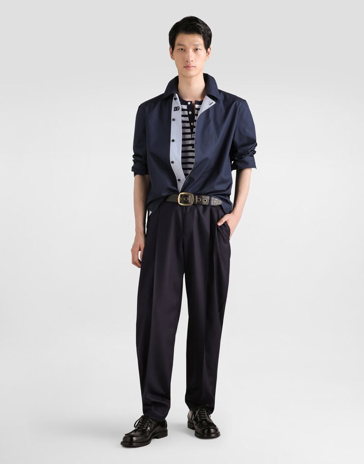 Dolce & Gabbana Martini cotton poplin shirt Blue G5OU3ZFU5WO