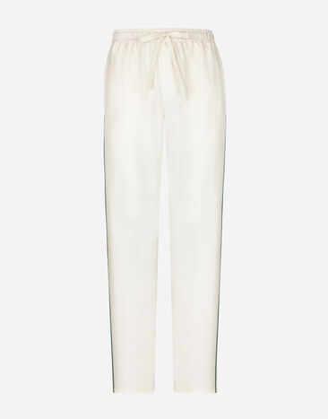 Dolce & Gabbana Silk jogging pants with DG embroidery White VG6184VN287