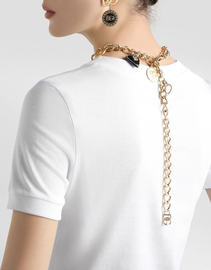 Dolce & Gabbana Camiseta con cruz de Swarovski Blanco F8N08ZGDC7G