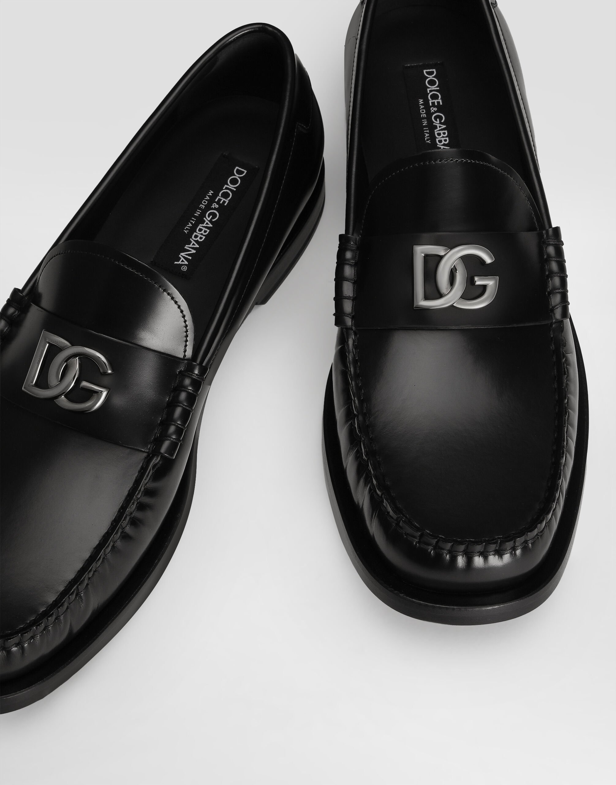 Brushed calfskin loafers in Black for Men | Dolce&Gabbana®