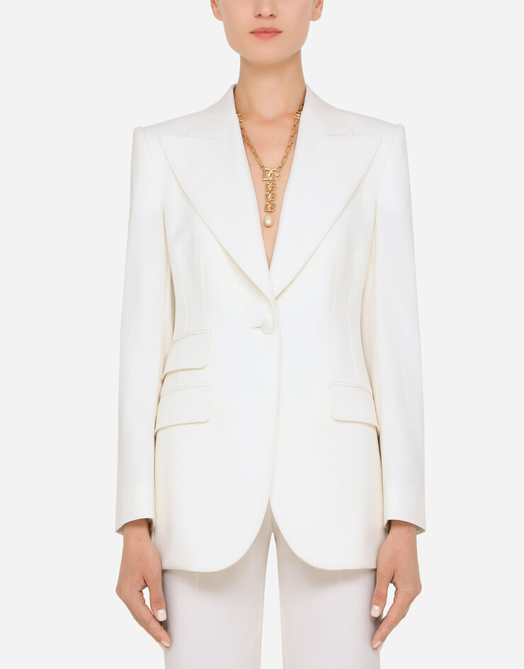Dolce & Gabbana Jacket in natté fabric White F29DOTFUCCS