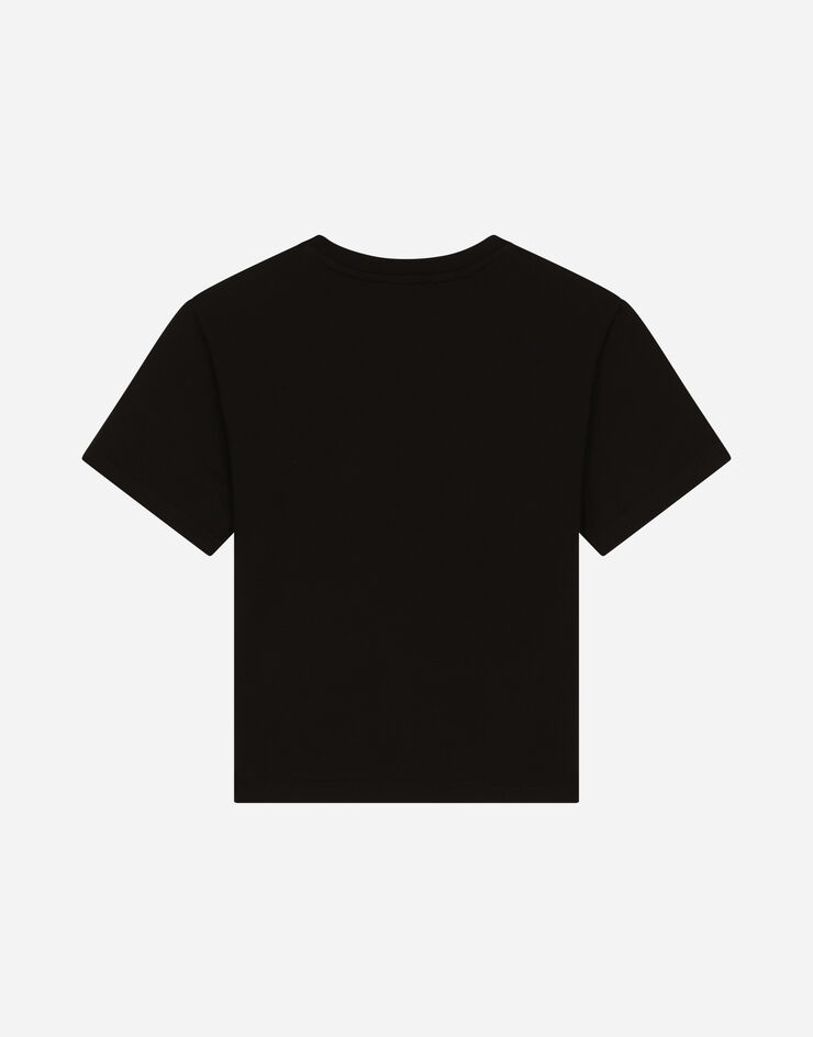Dolce & Gabbana T-shirt in jersey stampa logo termosaldata Black L4JTEYG7I8P