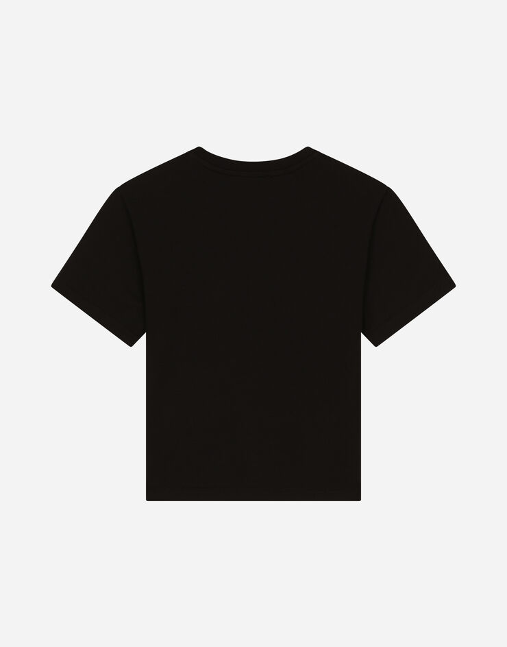 Dolce & Gabbana Jersey T-shirt with heat-sealed logo print Negro L4JTEYG7I8P