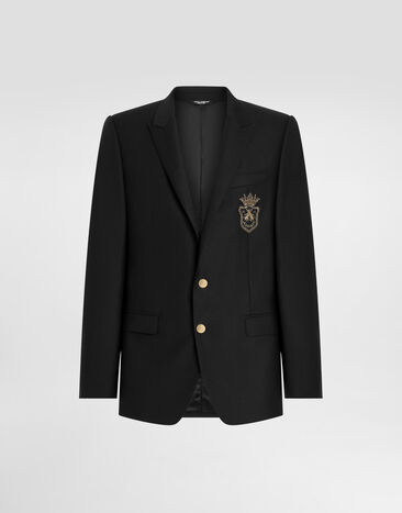 Dolce & Gabbana Single-breasted Martini-fit jacket with patch Black G2LK0ZFU3H1
