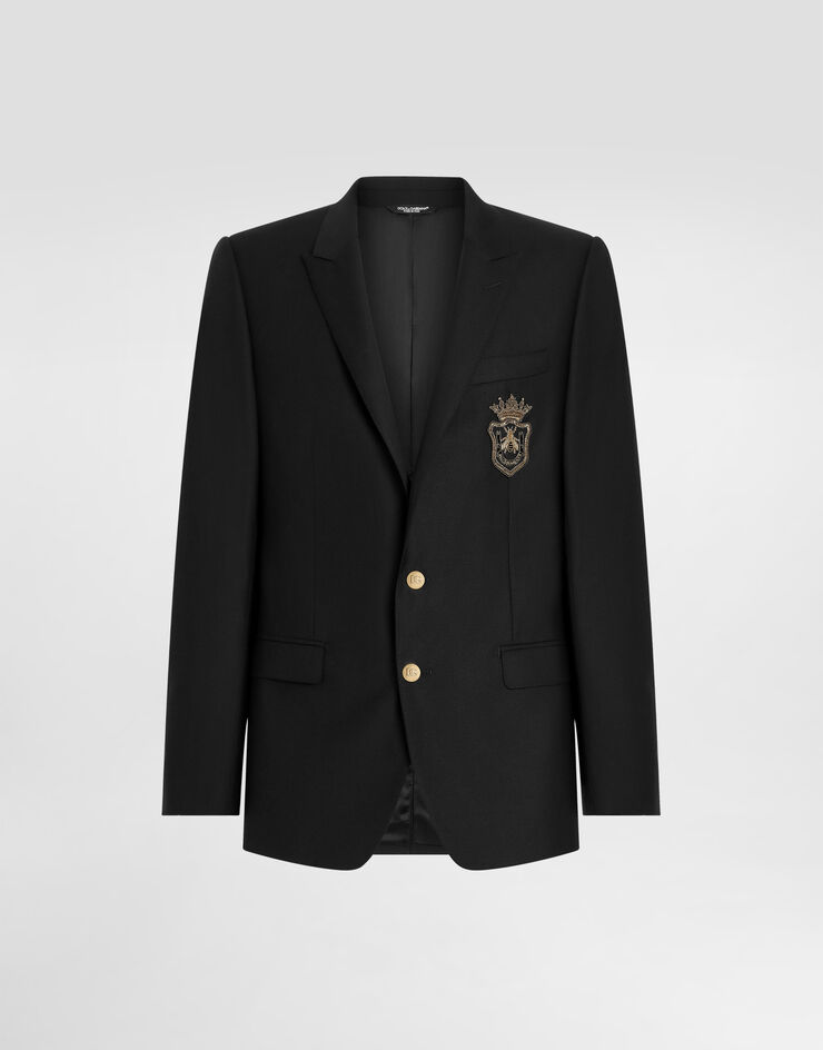 Dolce & Gabbana Single-breasted Martini-fit jacket with patch Black G2LK0ZFU3H1