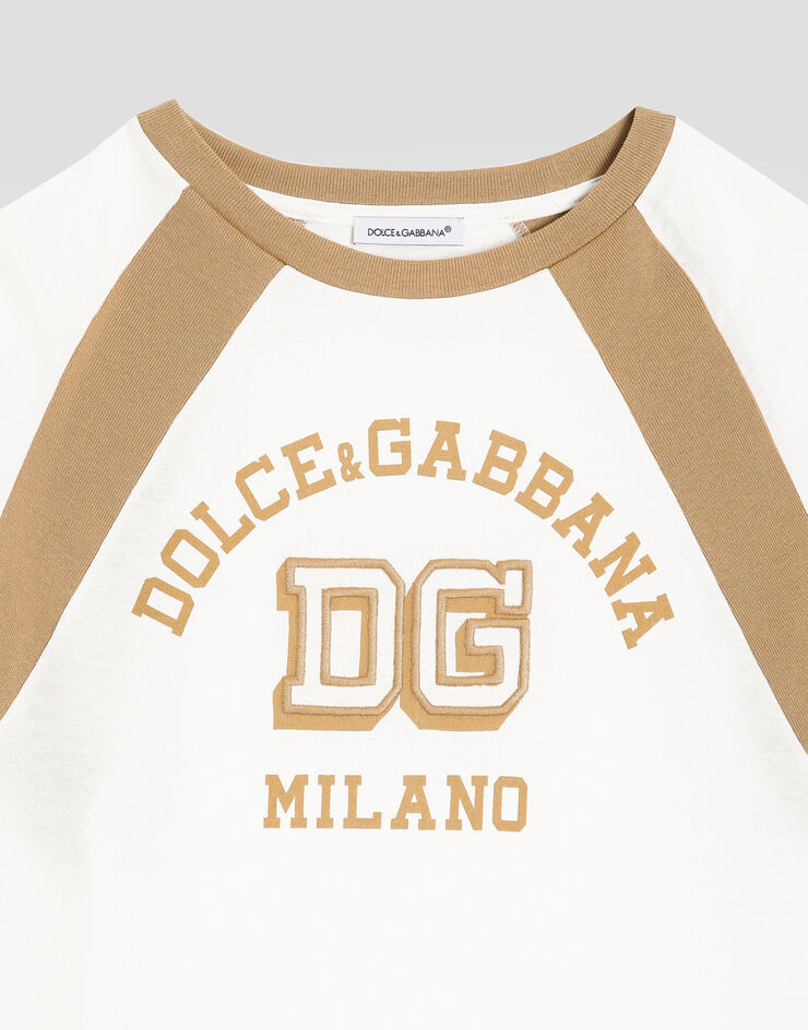 Dolce & Gabbana Jersey t-shirt with print and embroidery White L4JTJMG7PRH