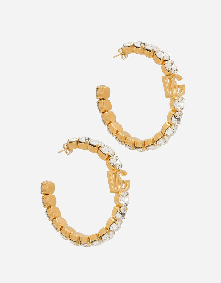 Dolce & Gabbana Creolla earrings with DG logo and rhinestones Gold WEN6L2W1111