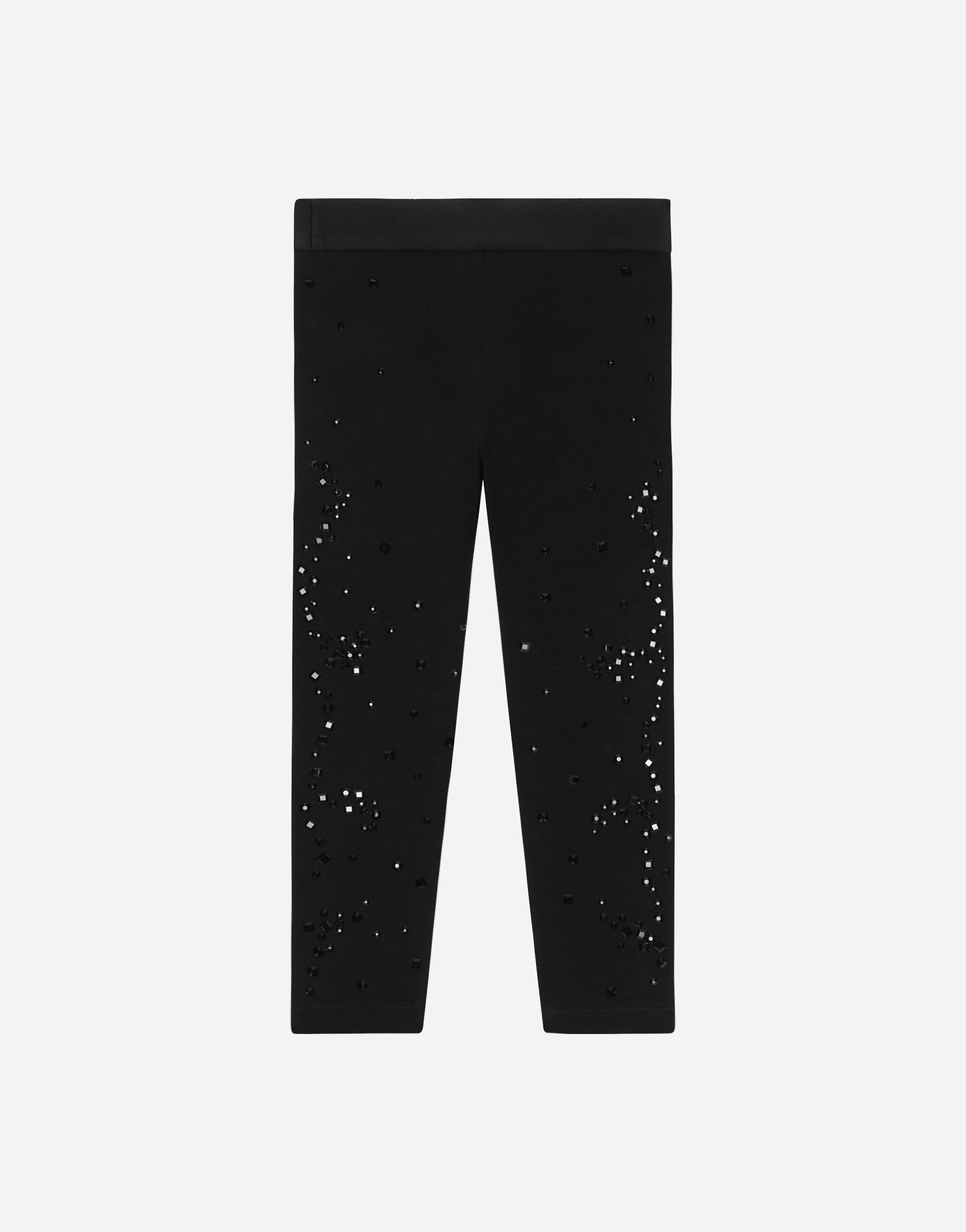 Interlock leggings with fusible rhinestones in Multicolor for Girls Dolce Gabbana
