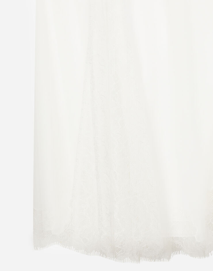 Dolce & Gabbana Organzine and lace calf-length dress with asymmetrical neckline White F6JCBTGDCFA