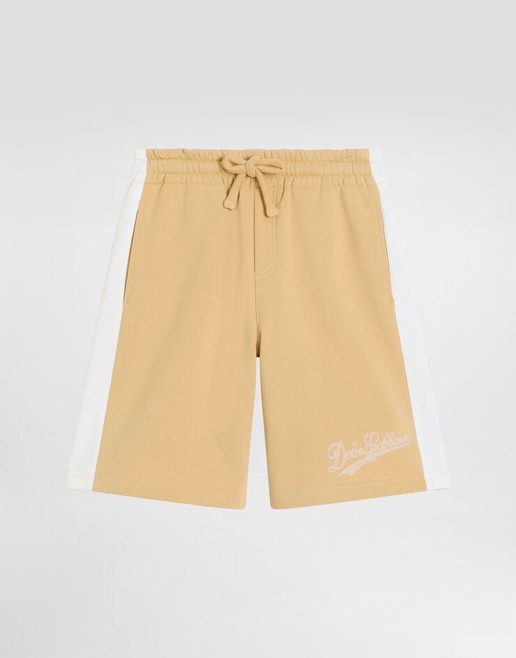 Dolce & Gabbana Fleece bermuda shorts with print Yellow L4JQXKG7PWP