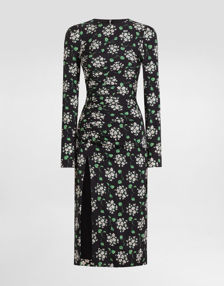 Dolce & Gabbana Geranium bouquets-print charmeuse dress Dolce & Gabbana Geranium bouquets-print charmeuse dress Multicolor F664HTFSA85