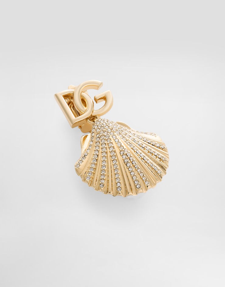 Dolce & Gabbana Earrings with rhinestone-detailed shell and DG logo Gold WEQ6A5W1111