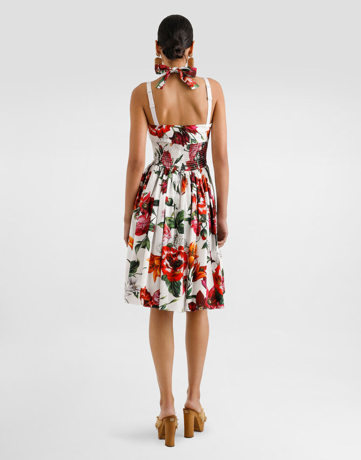 Dolce & Gabbana Kleid aus Popeline mit Blumenprint Drucken F60AATHS5TQ