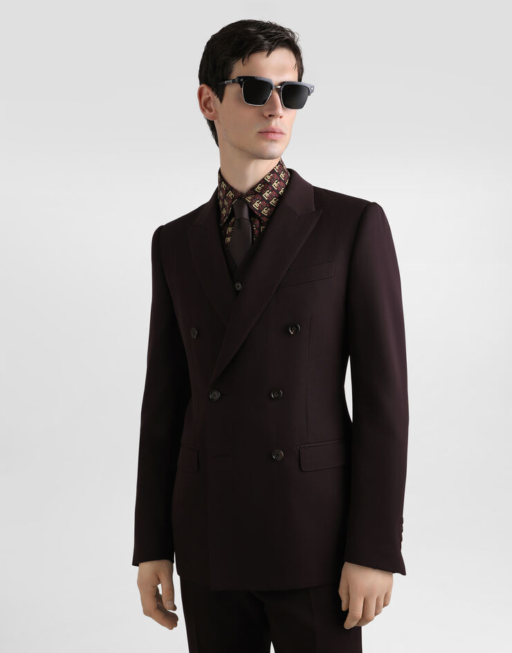 Dolce & Gabbana Traje de botonadura doble en gabardina de lana Multicolor GK7SMTFU2OW