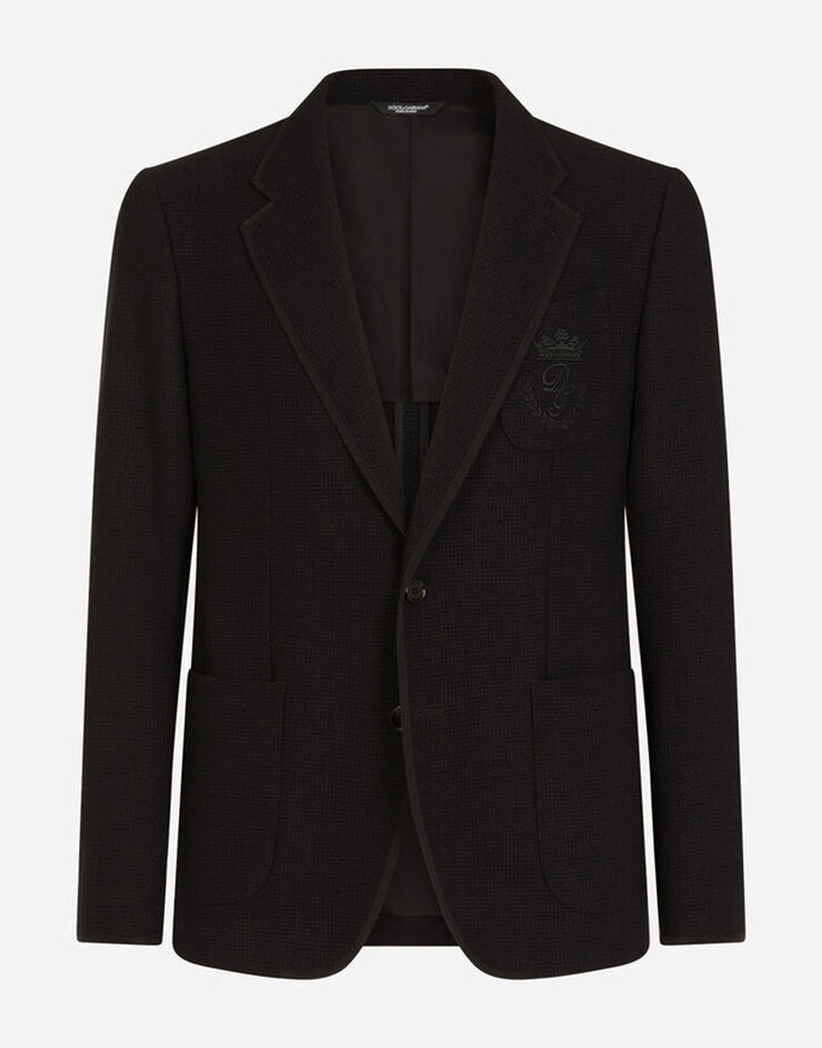 Dolce & Gabbana Deconstructed stretch jersey jacket with embroidery Black G2OX1ZFMGAG