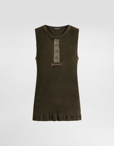 Dolce & Gabbana Ribbed cotton tank top Dolce & Gabbana Ribbed cotton tank top Grey G8TF4THU7WR