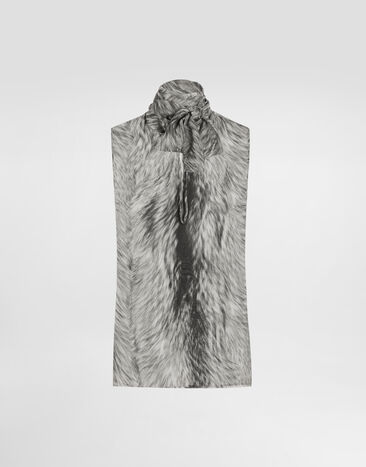 Dolce & Gabbana Fur-print chiffon pussy-bow shirt Grey F7AO1TIS1X3
