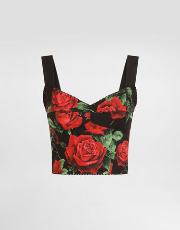 Dolce & Gabbana Top en popelina con estampado de rosas Dolce & Gabbana Top en popelina con estampado de rosas Multicolor F7W98THS5VL