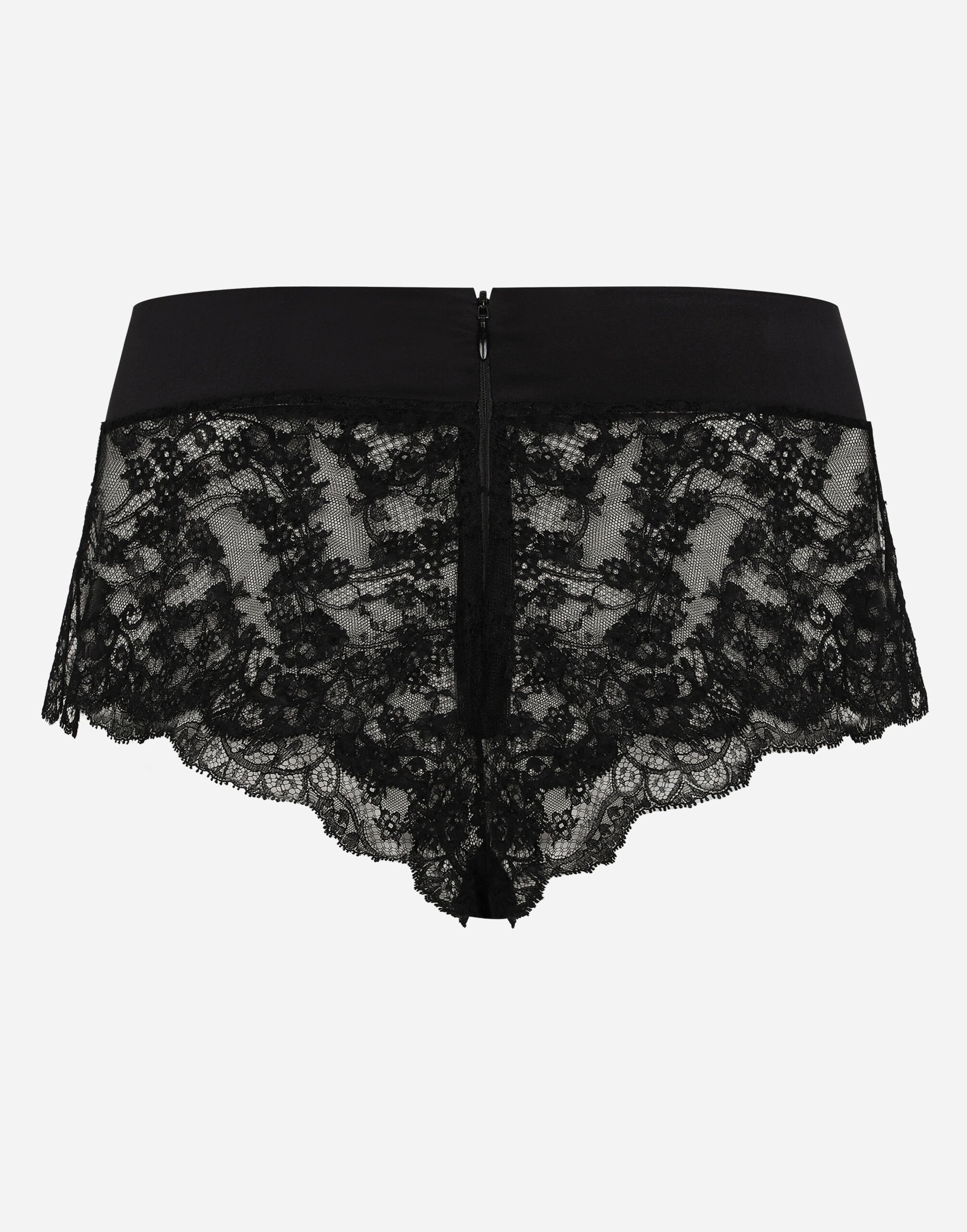 Culotte de encaje con cinturilla de raso en Negro de Mujer Dolce Gabbana