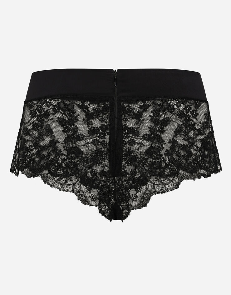 Dolce & Gabbana Culotte en dentelle avec fine ceinture en satin Noir O2F30TONP94