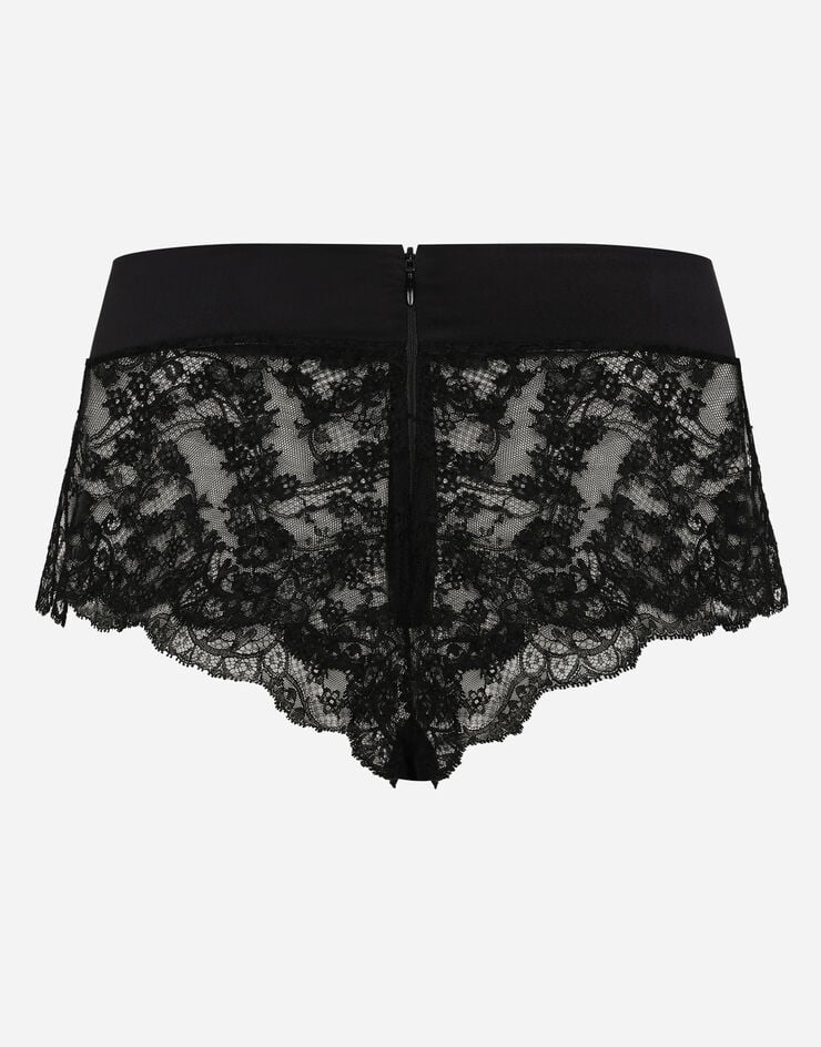 Dolce & Gabbana Lace high-waisted panties with satin waistband Black O2F30TONP94