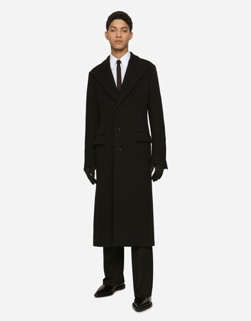 Dolce&Gabbana Однобортное пальто из высокотехнологичного шерстяного джерси черный G040VTHU7QV